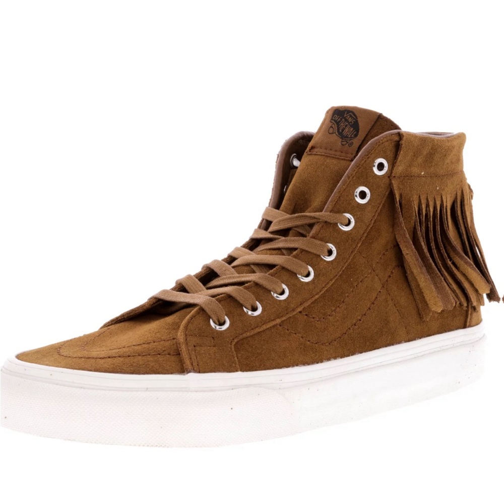 Vans Sk8-Hi Moc Suede Brown Fringe Sneakers 7 Women; 5.5 Men
